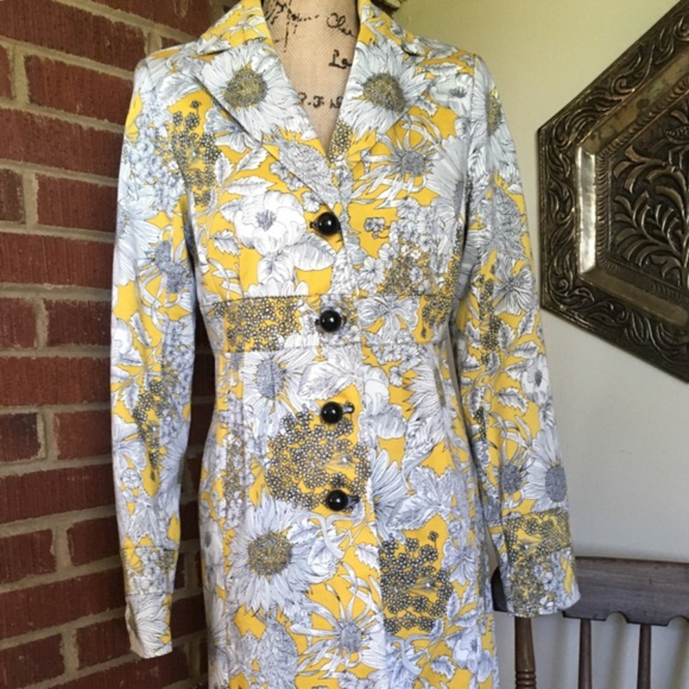 Yellow floral Liberty of London trench coat